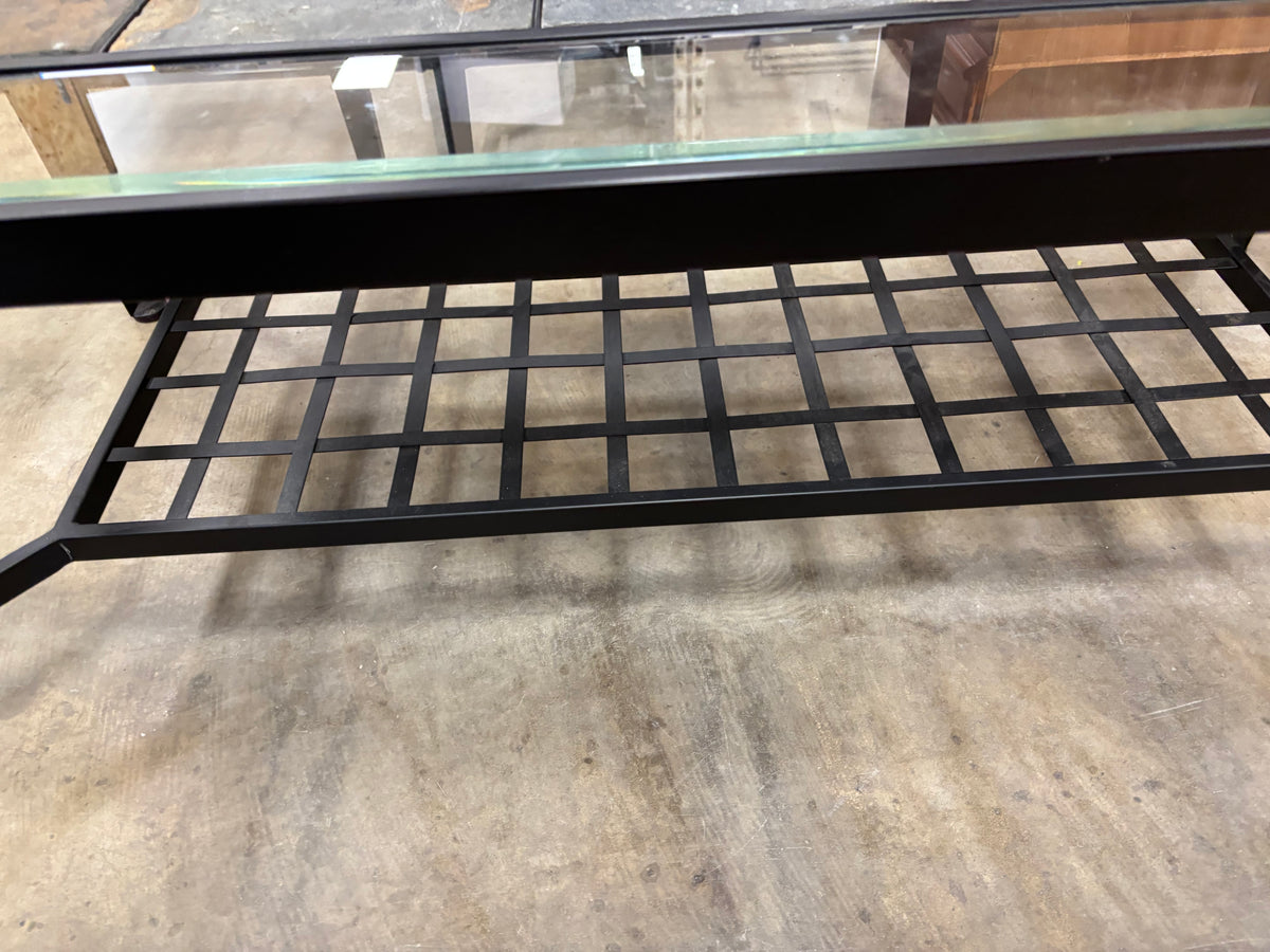 Slate and Glass Metal Coffee Table