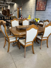 70"W Dining Table with 6 Chairs & Leaf