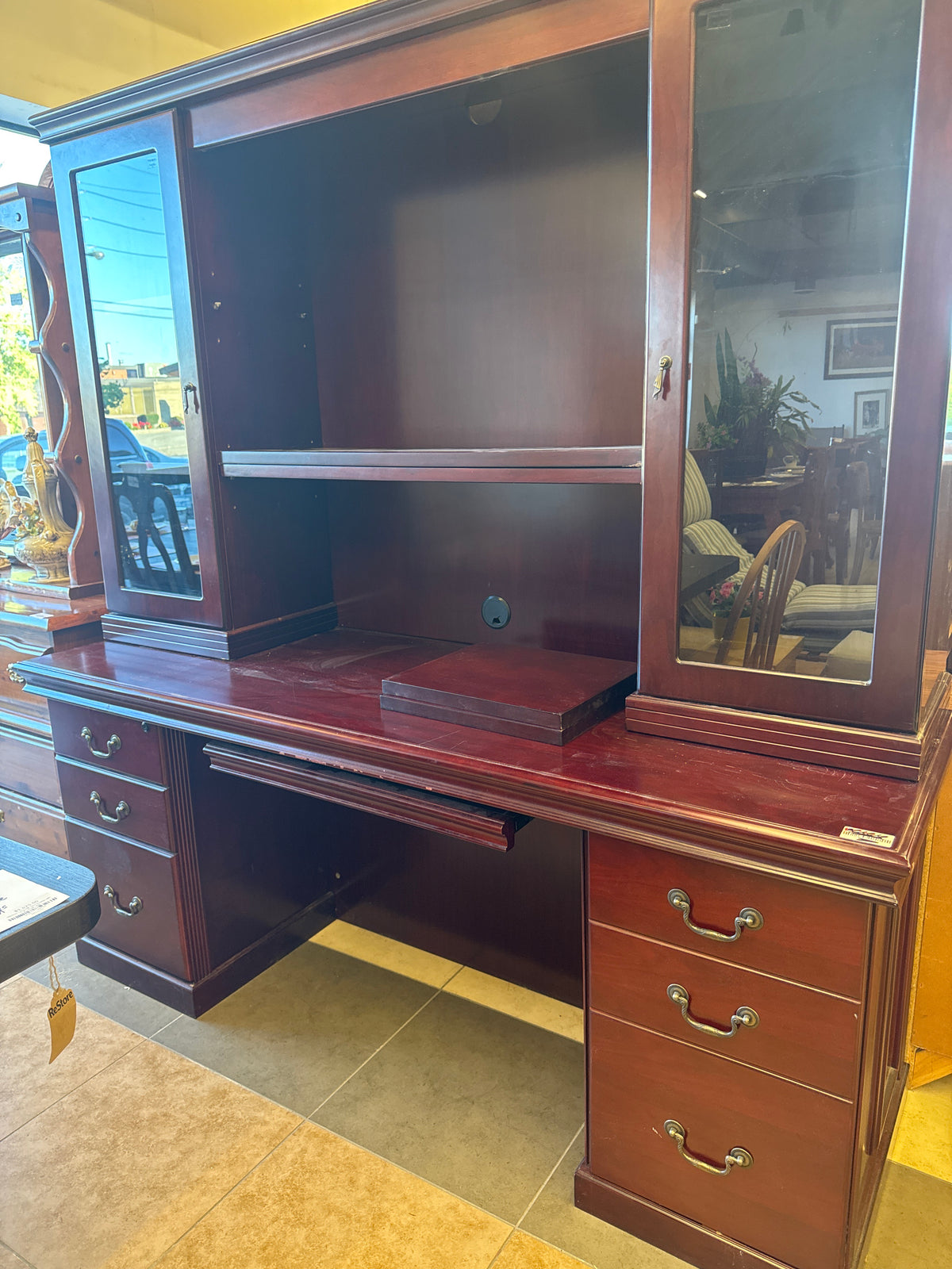Mahogany Executive Desk with Top Organizer