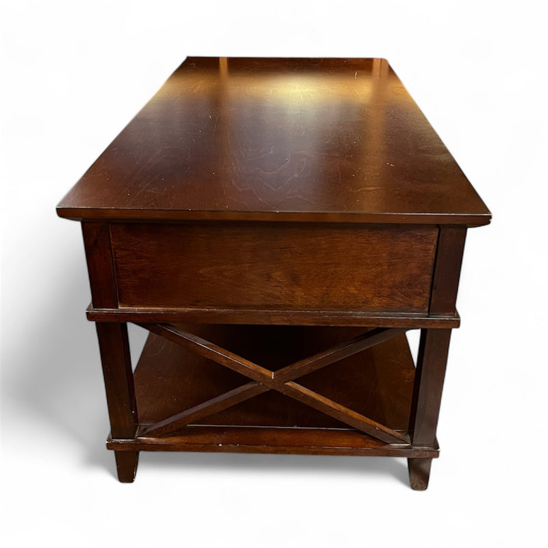 Wooden Coffee Table With Drawer & Lower Shelf