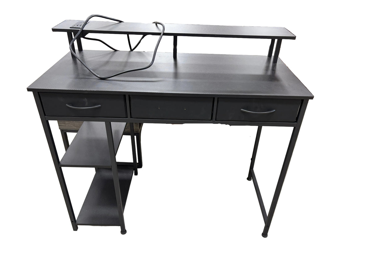 Modern Black Computer Desk with Built In Power Source