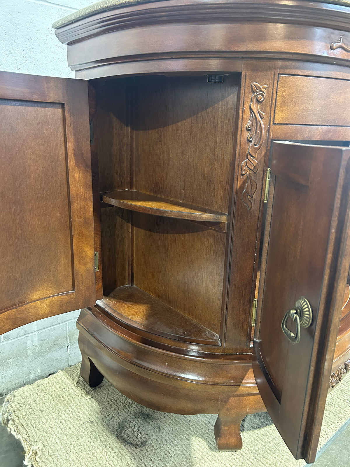 Demilune Vanity with Storage Cabinet