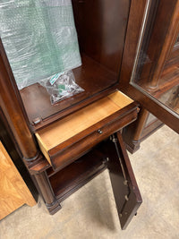 Tall Dark Wood Curio Cabinet