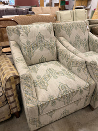 Teal and Light Green Paisley Styled Armchair