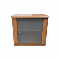 Wooden Nightstand with Glass Door