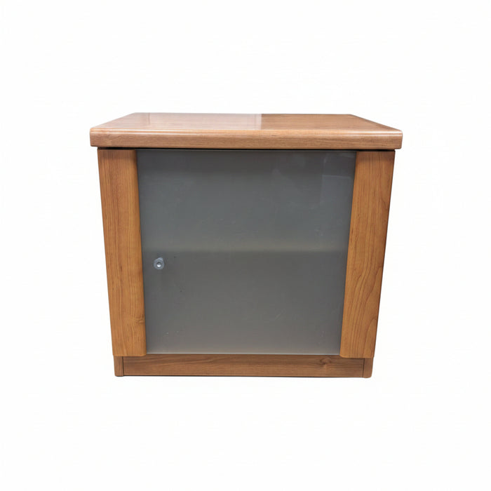 Wooden Nightstand with Glass Door