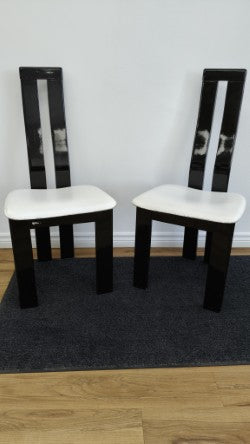 Black Gloss Chairs with White Seat