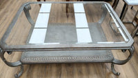 Ornate Metal and Glass-Top Coffee Table