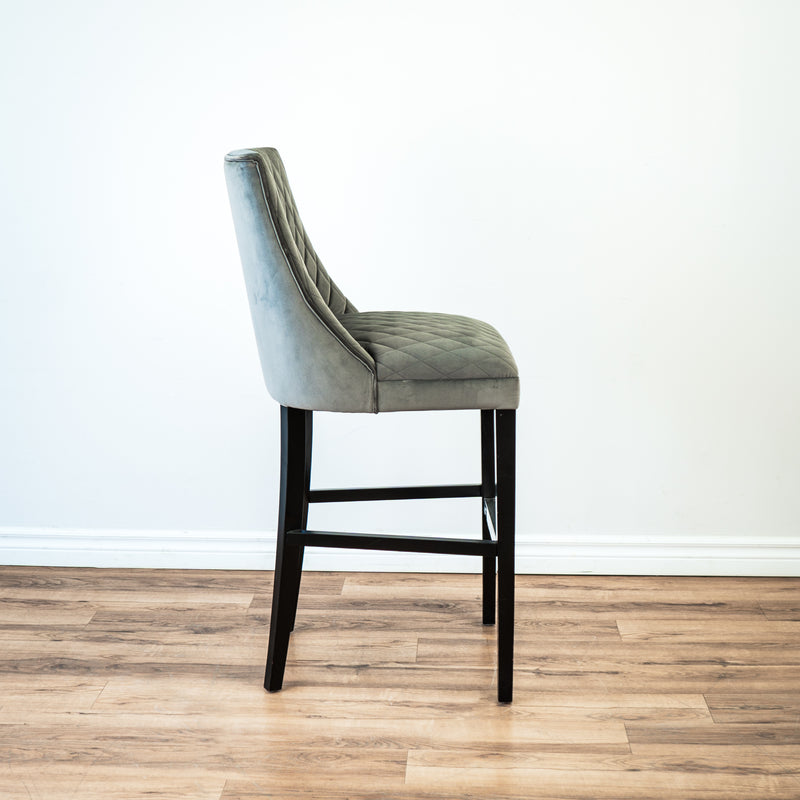 Counter Stool in Grey Velvet