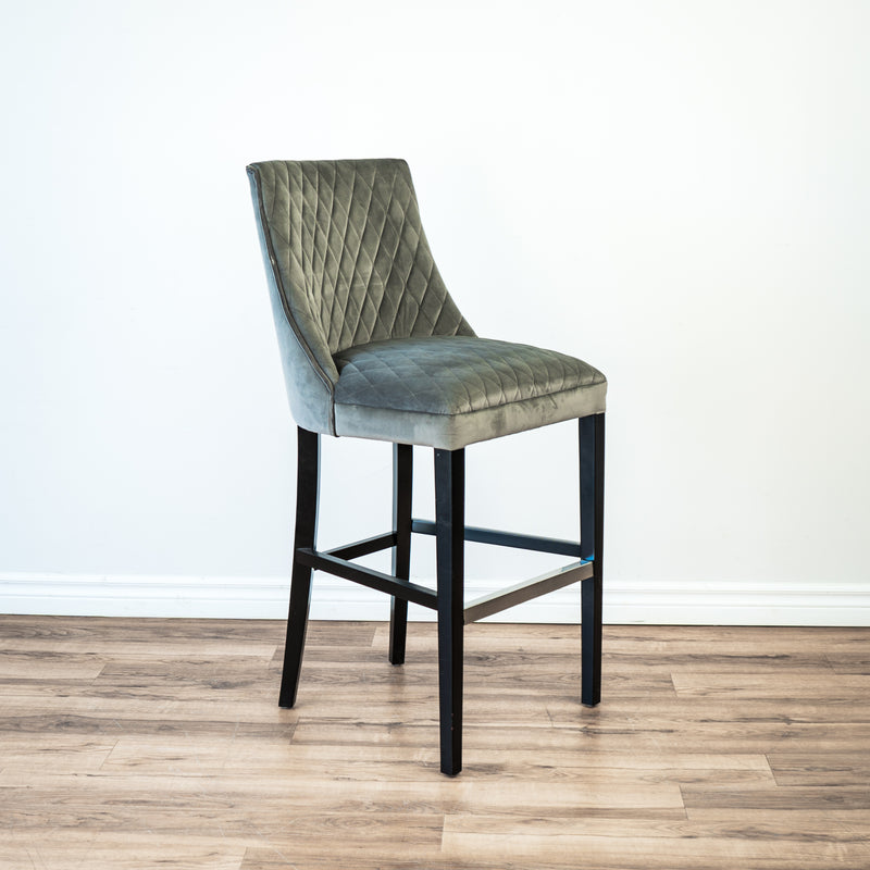 Counter Stool in Grey Velvet