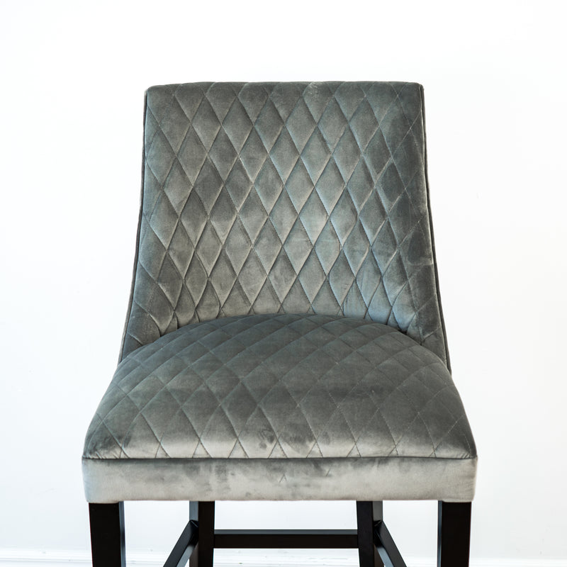 Counter Stool in Grey Velvet