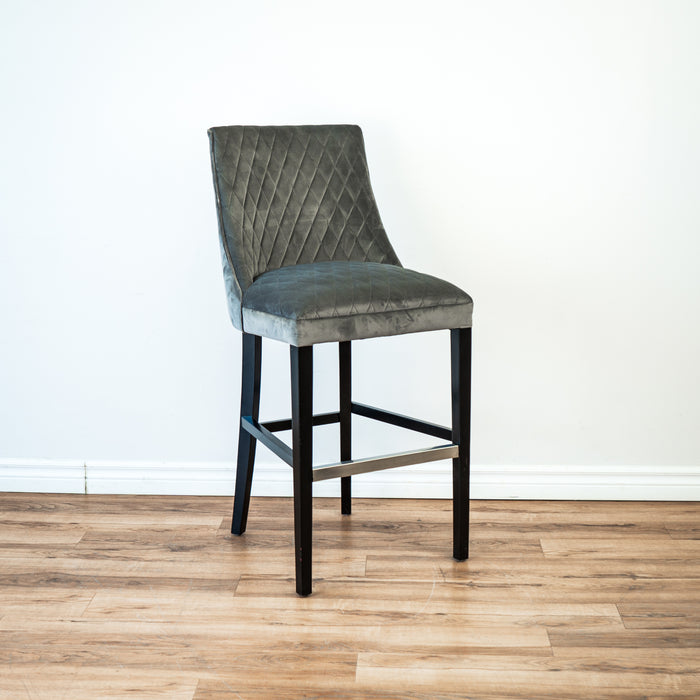 Counter Stool in Grey Velvet