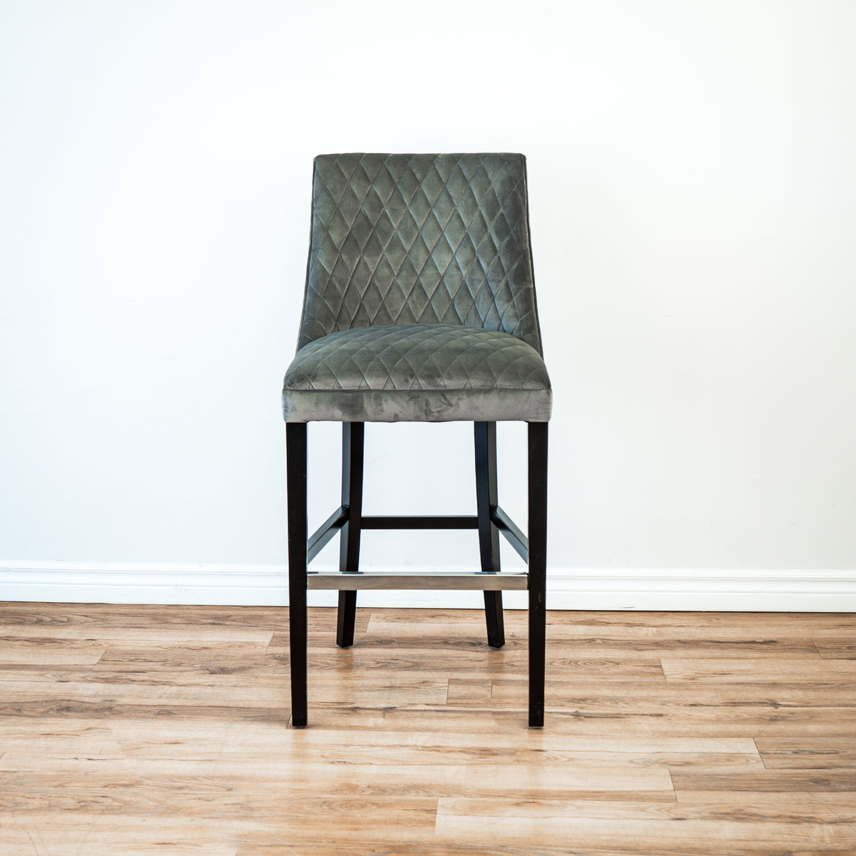 Counter Stool in Grey Velvet