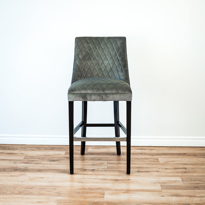 Counter Stool in Grey Velvet