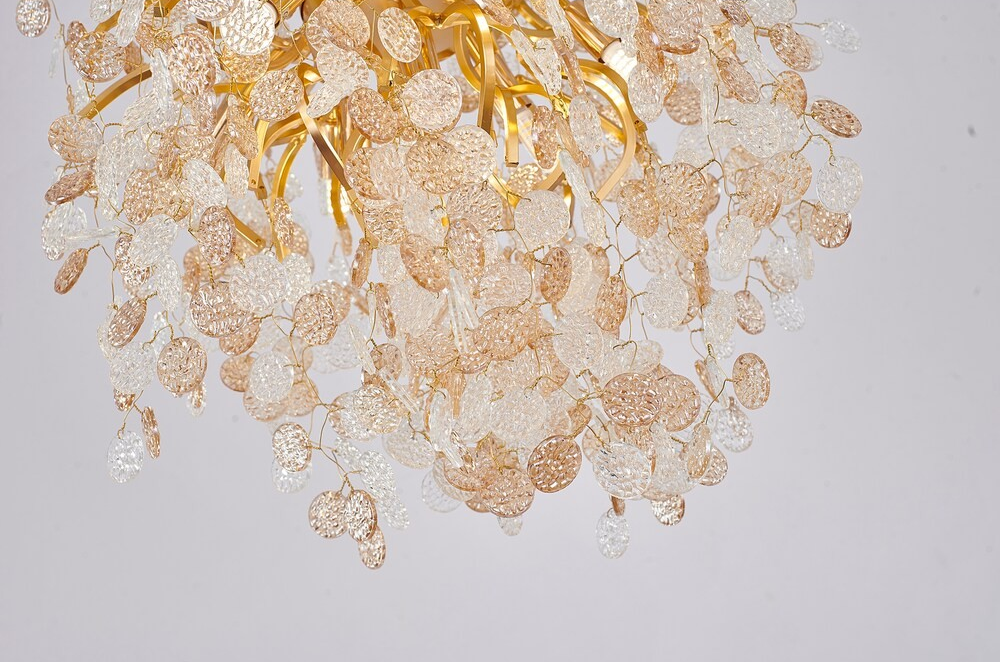 10-Light Gold Chandelier w/Clear and Champagne Glass