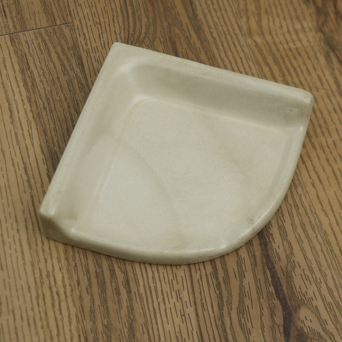 7x7-inch Small Porcelain Wall-Mount Corner Caddy in Chiaro Beige