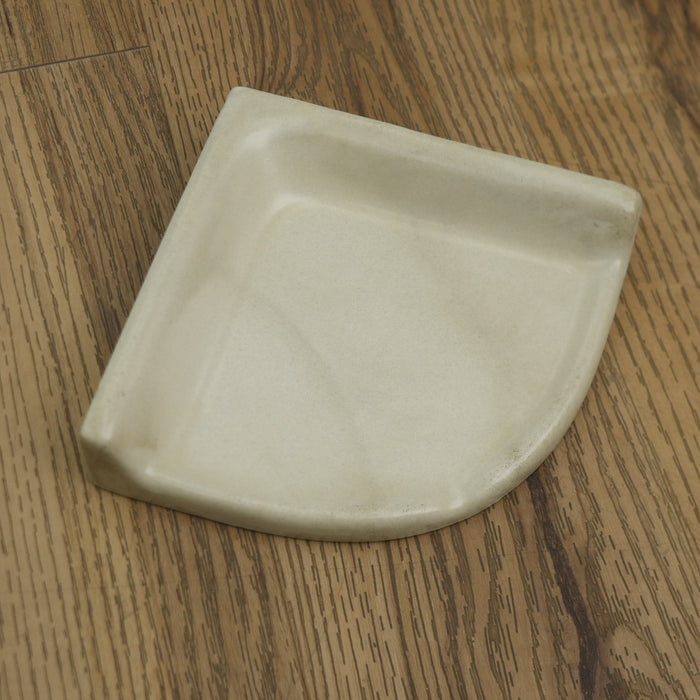 7x7-inch Small Porcelain Wall-Mount Corner Caddy in Chiaro Beige