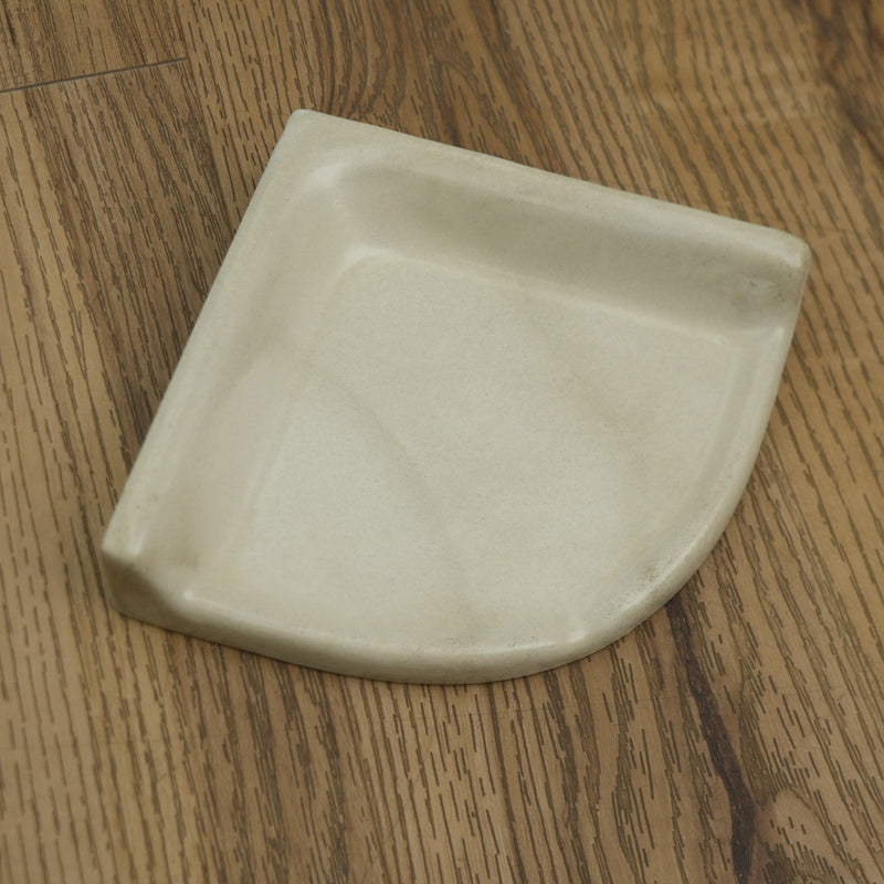 7x7-inch Small Porcelain Wall-Mount Corner Caddy in Chiaro Beige