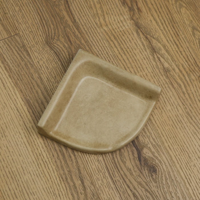 7x7-inch Small Porcelain Wall-Mount Corner Caddy in Noce Beige