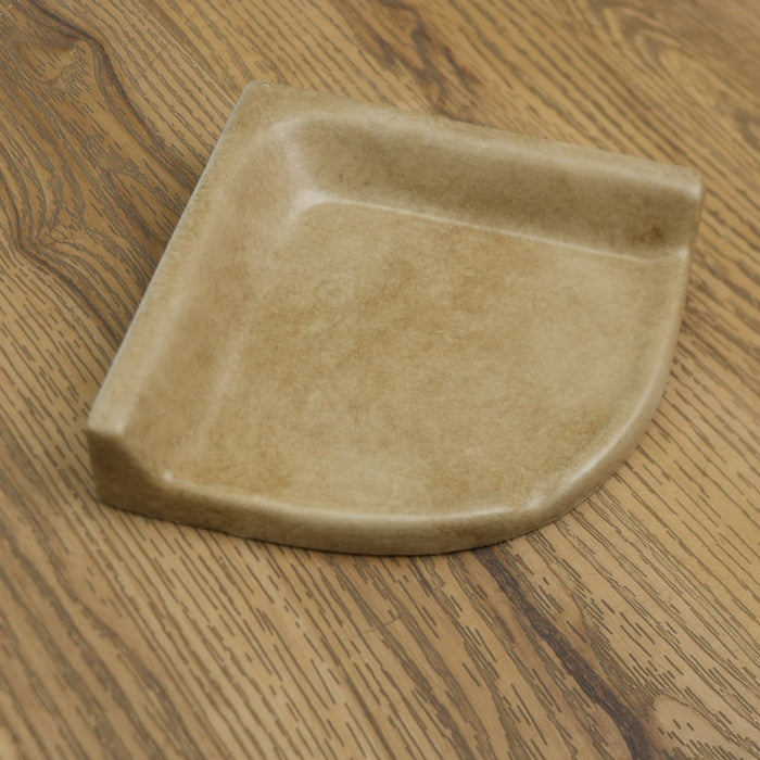 7x7-inch Small Porcelain Wall-Mount Corner Caddy in Noce Beige