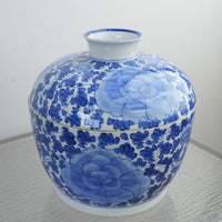 8.5-inch Antique Thai Porcelain Blue and White Lidded Vase