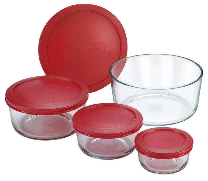 Anchor Hocking Round Glass Storage 8-pc Set, Assorted Sizes