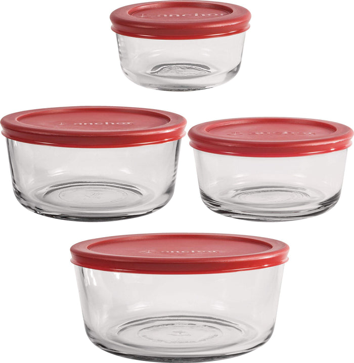 Anchor Hocking Round Glass Storage 8-pc Set, Assorted Sizes