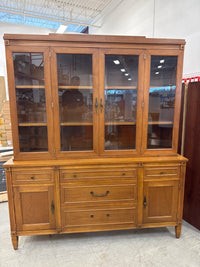 60” Wide Large, Two-Piece Wooden China Cabinet and Buffet Hutch