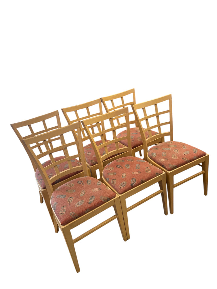 Solid Wood Upholstered Feather Patterned Dining Chairs - Set of 6