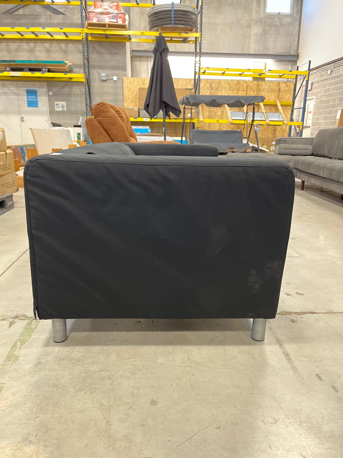 72"W Black Fabric Sofa