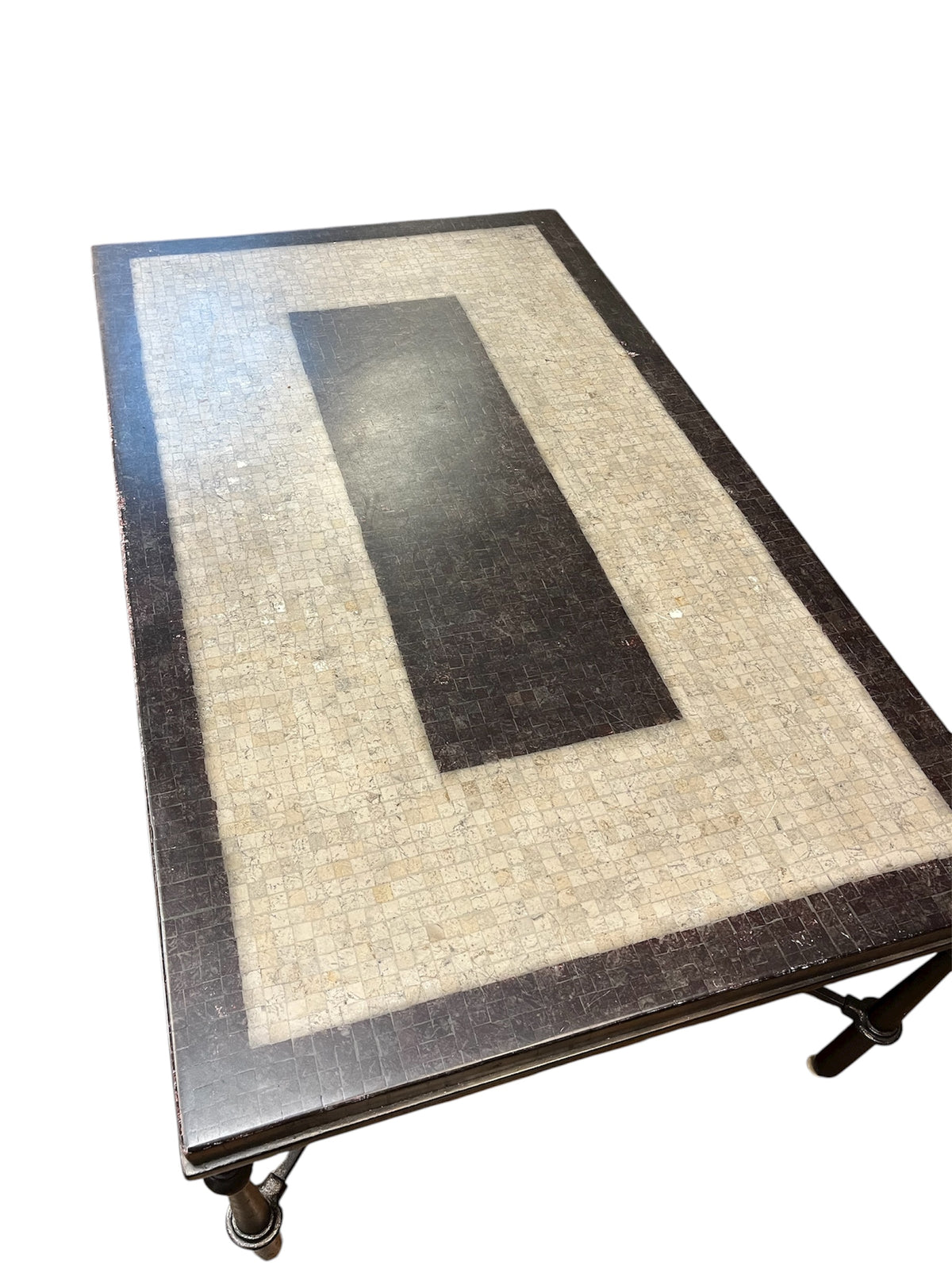 Two Tone Coffee Table with Iron Base