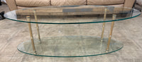 Oval Glass Coffee Table w/ Gold Accents