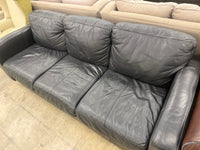 Black Faux Leather 3-Seater Sofa