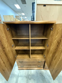 Brown Wood Grain Veneer Armoire