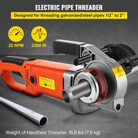 VEVOR Electric Pipe Threader, 2300W Pipe Threading Machine with 6 Dies 1/2"-2", 110V Hand-held Pipe Threader Machine with Copper Motor, Portable Electric Pipe Threading Kit with Carrying Case