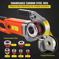 VEVOR Electric Pipe Threader, 2300W Pipe Threading Machine with 6 Dies 1/2"-2", 110V Hand-held Pipe Threader Machine with Copper Motor, Portable Electric Pipe Threading Kit with Carrying Case