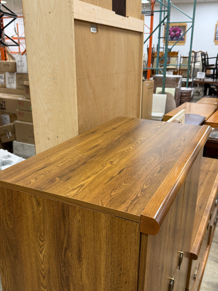 Brown Wood Grain Veneer Armoire