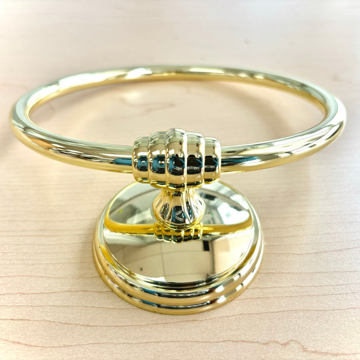 Towel Ring in Polished Brass Finish with Ribbed Mount, KL807DBBBB