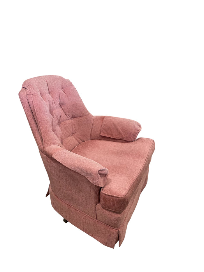 Pink Upholstered Swivel Armchair