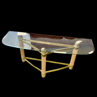 53-Inch W Vintage Italian Console Table – Glass Top with Sculptural Brass Frame