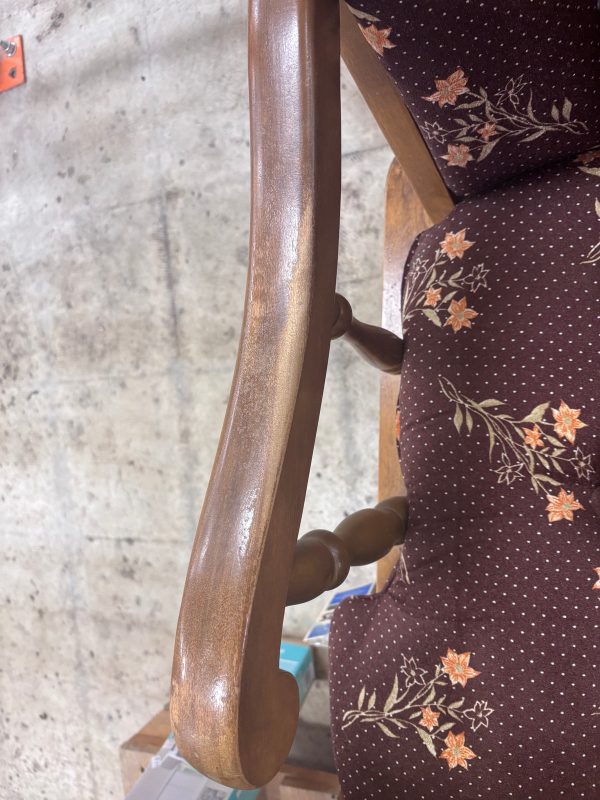 Vintage Wooden Glider Rocking Chair and Ottoman