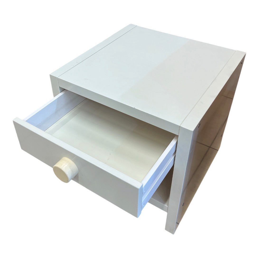 Modern White 1-Drawer Nightstand w/ Open Shelf