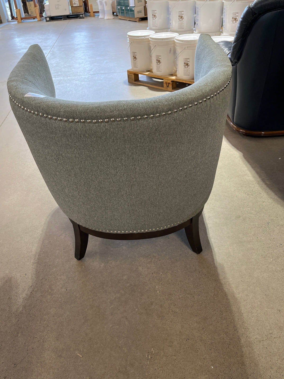 31"W Grey Armchair w/ Rivet Accent