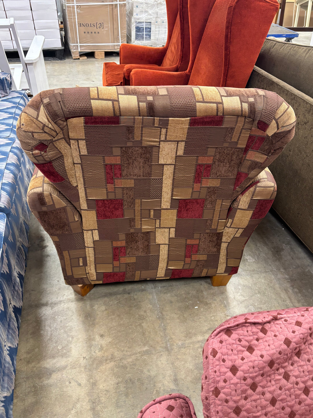 Brown and Red Patterned Armchair