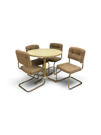 Cesca Style Cantilever Brass Dining Chairs and Round Table