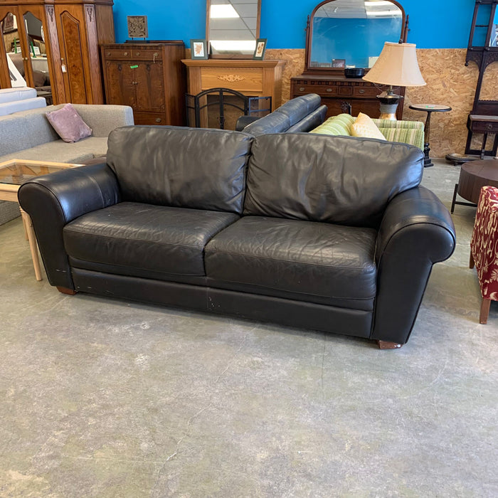 83-inch W 2-Seater Leather Sofa in Black