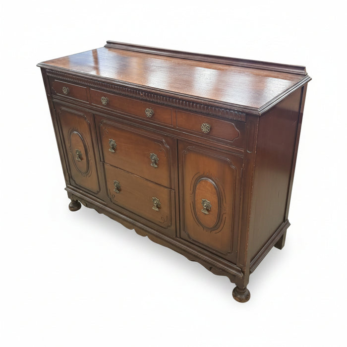 Vintage Wood Sideboard w/ Carved Details