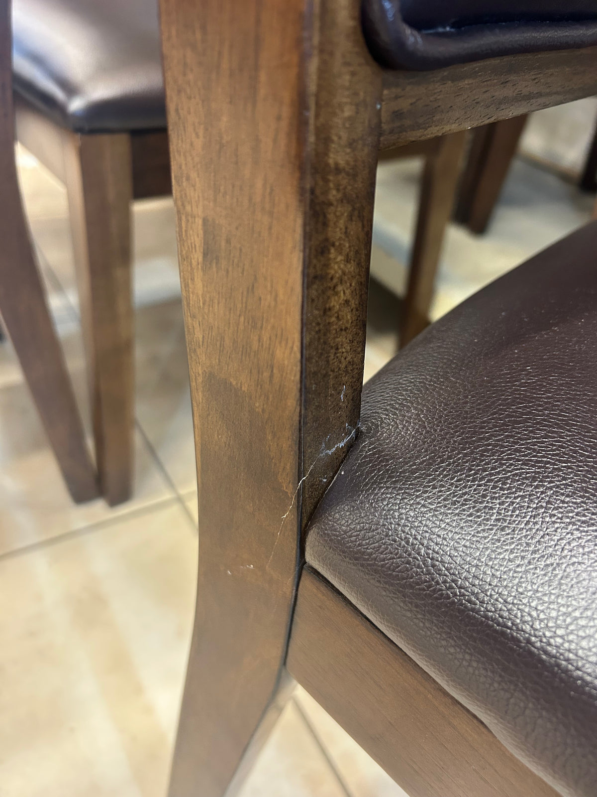Dark Brown Leather Dining Chairs - A set of 6