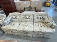 3-seat Sofa in Tan, Green and Brown Floral Print Fabric