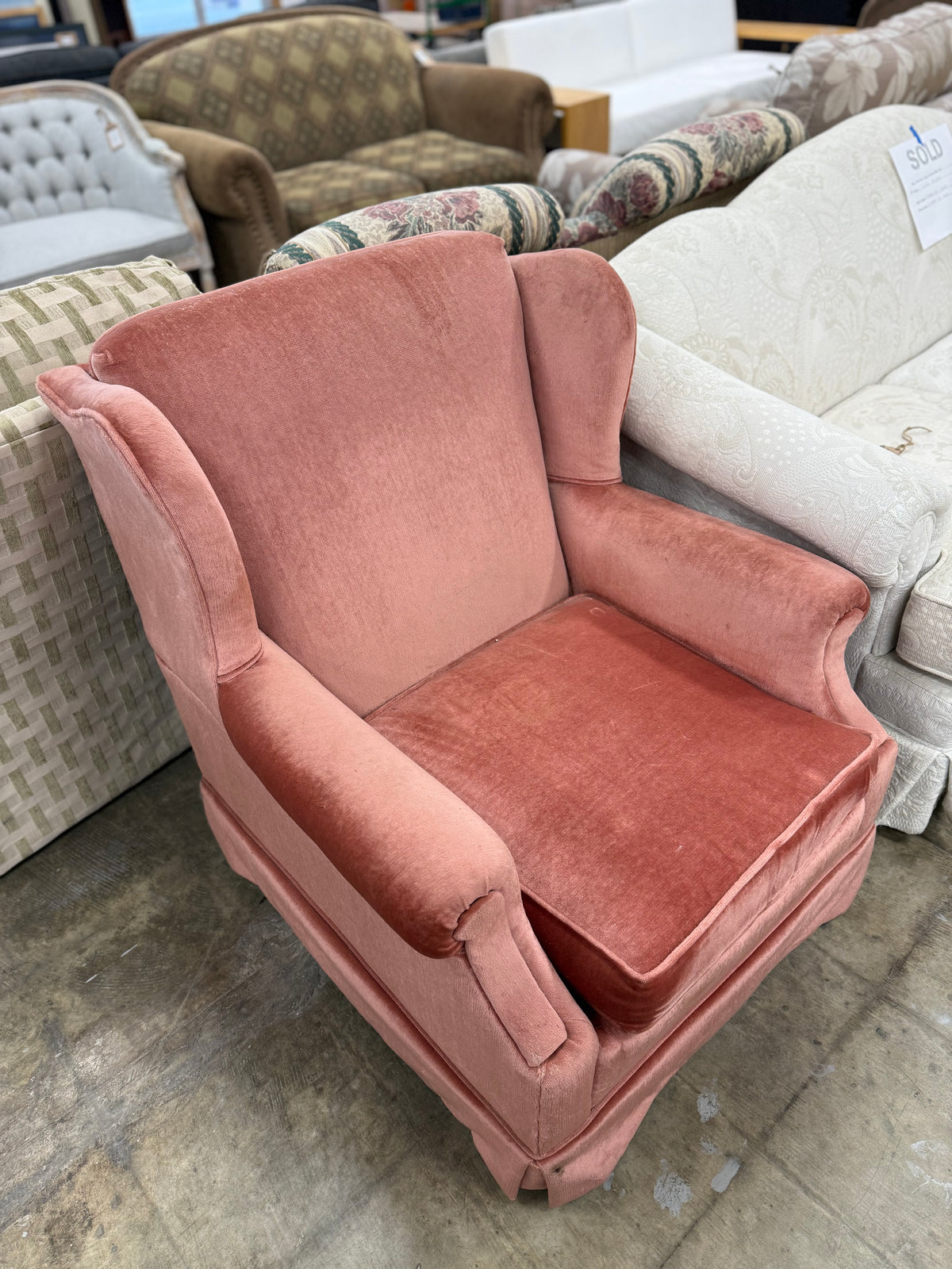 Rose Pink Velvet Armchair